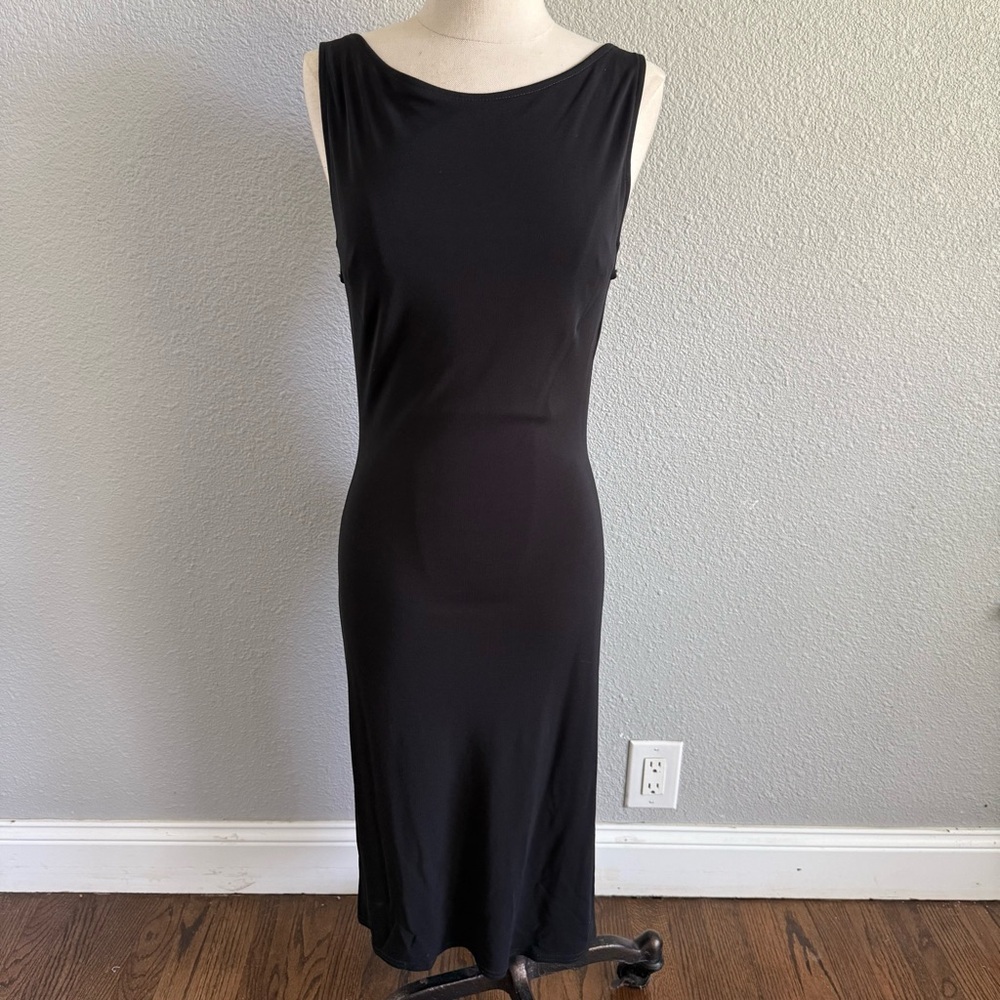 Hugo Buscati Black Dress Open Draped Back Size 6 EUC‎